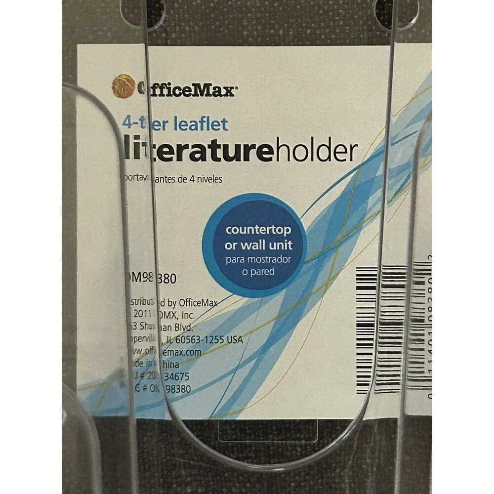 Office Max 4 Tier Leaflet Holder Acrylic Letter Paper Wall Hanging New